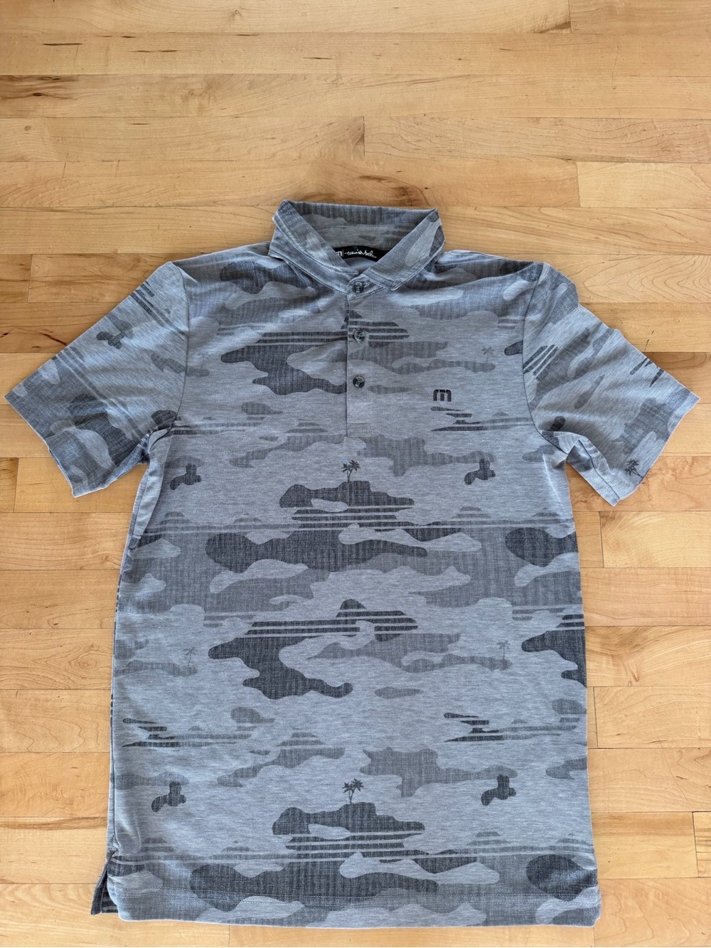 Travis Mathew Grey Camo Short Sleeve Polo